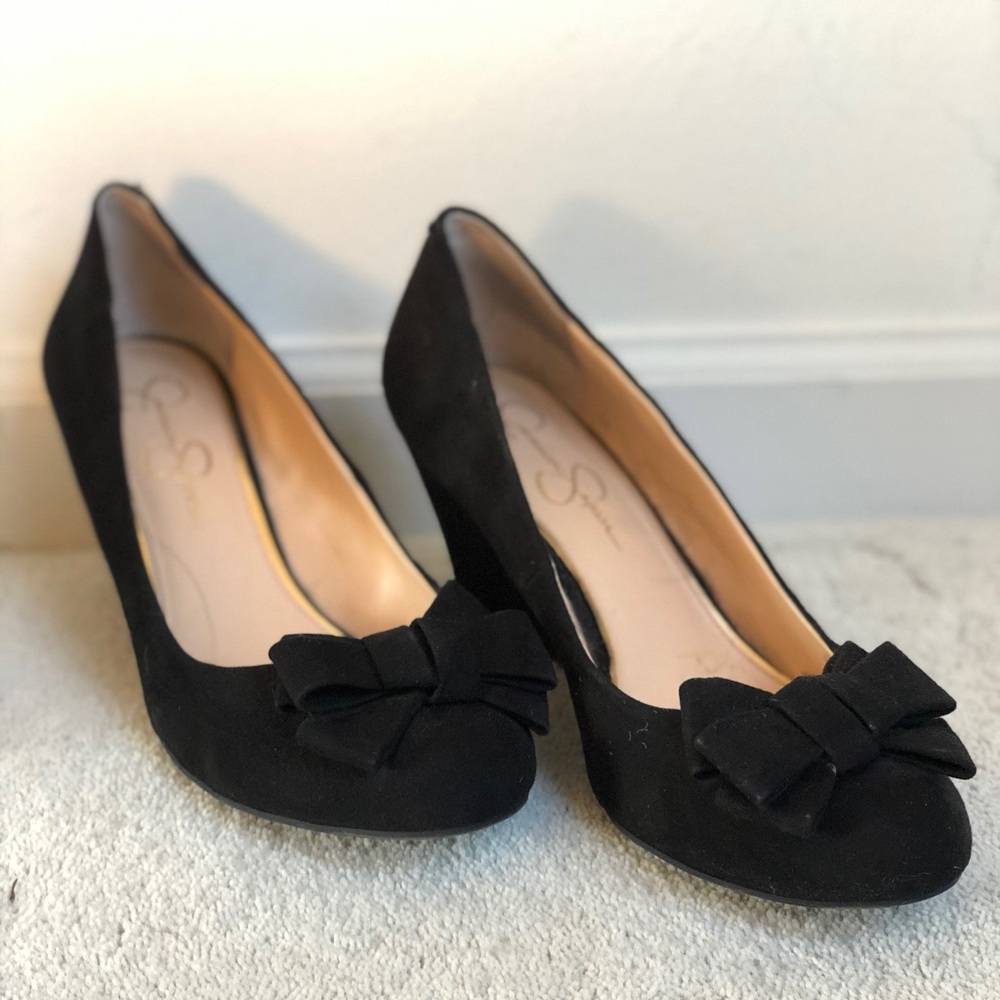 Jessica Simpson Black Velvet Wedge Heels